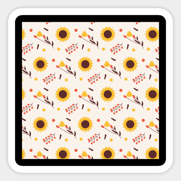 Sunflower Print Design Sticker by aquariart